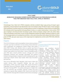 Policy Brief Membangun Kesadaran Gender dalam Pembatasan dan Pengurangan Merkuri pada Pertambangan Emas Skala Kecil (Pesk) di Indonesia 